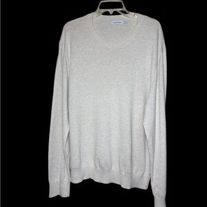 Calvin Klein Men's Monogrammed Logo Sweater Round Neck Beige Cotton Lightweight